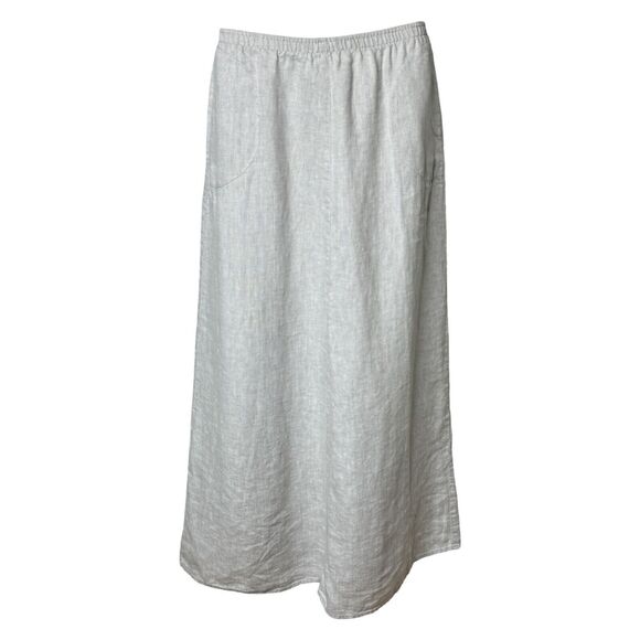 J. Jill Dresses & Skirts - J. Jill Skirt‎ Womens Small Cream Gold Shimmer Linen Preppy Neutral Minimalist